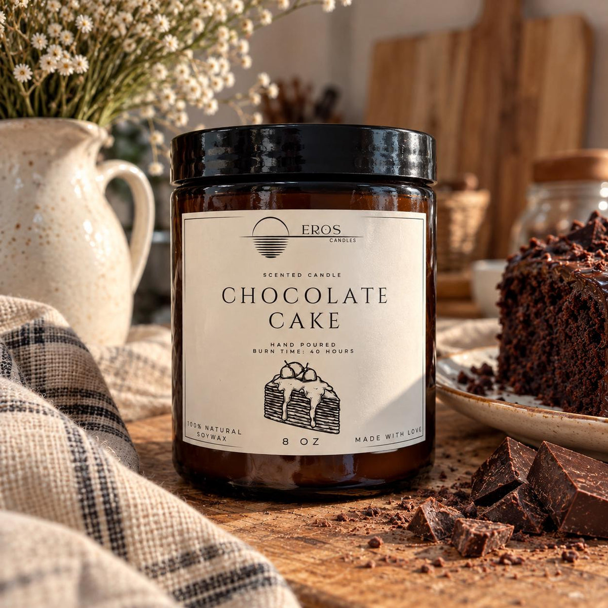 Chocolate Cake Scented Candle | 100% Natural Soy wax | Hand Poured