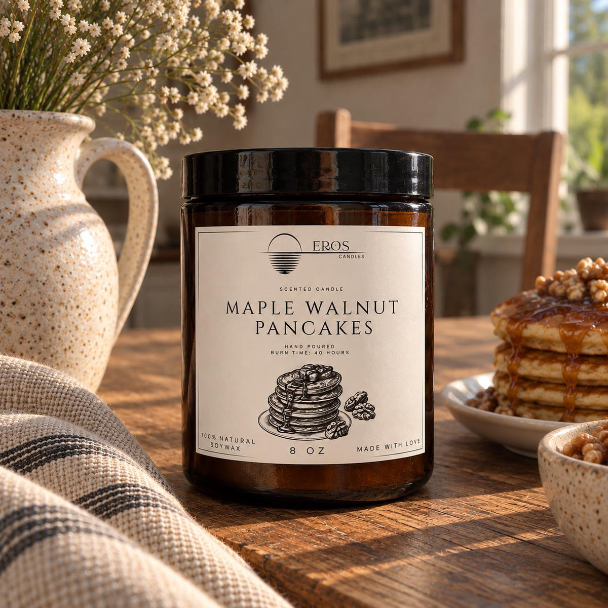 Maple Walnut Pancakes Scented Candle | 100% Natural Soy wax | Hand Poured
