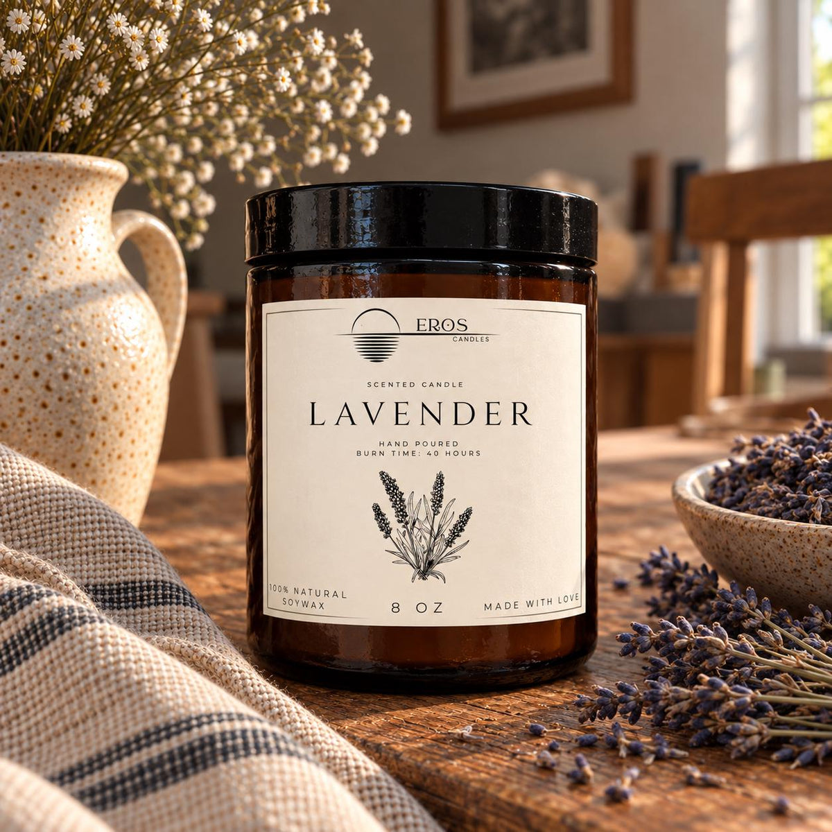Lavender Scented Candle | 100% Natural Soy wax | Hand Poured