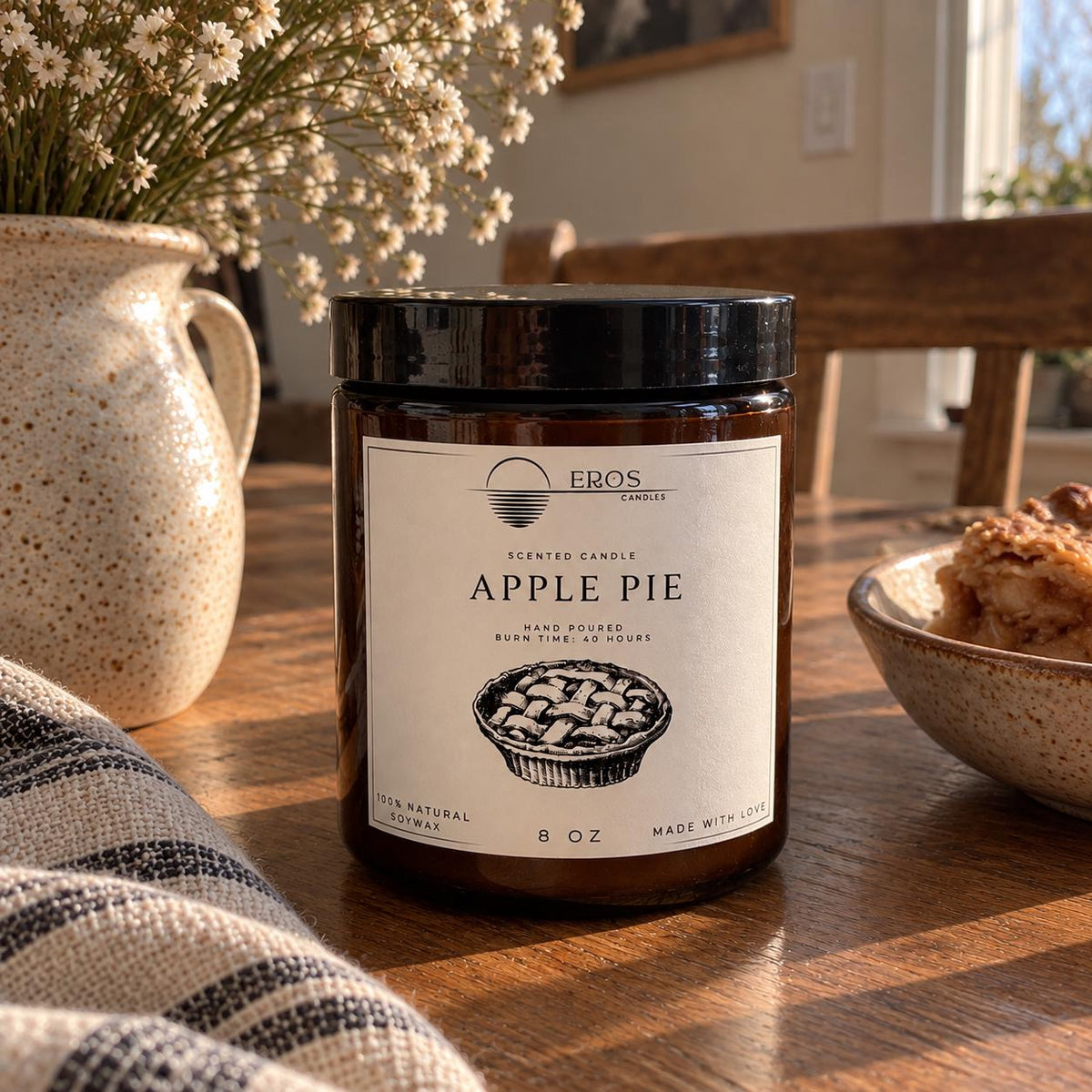 Apple Pie Scented Candle | 100% Natural Soy wax | Hand Poured