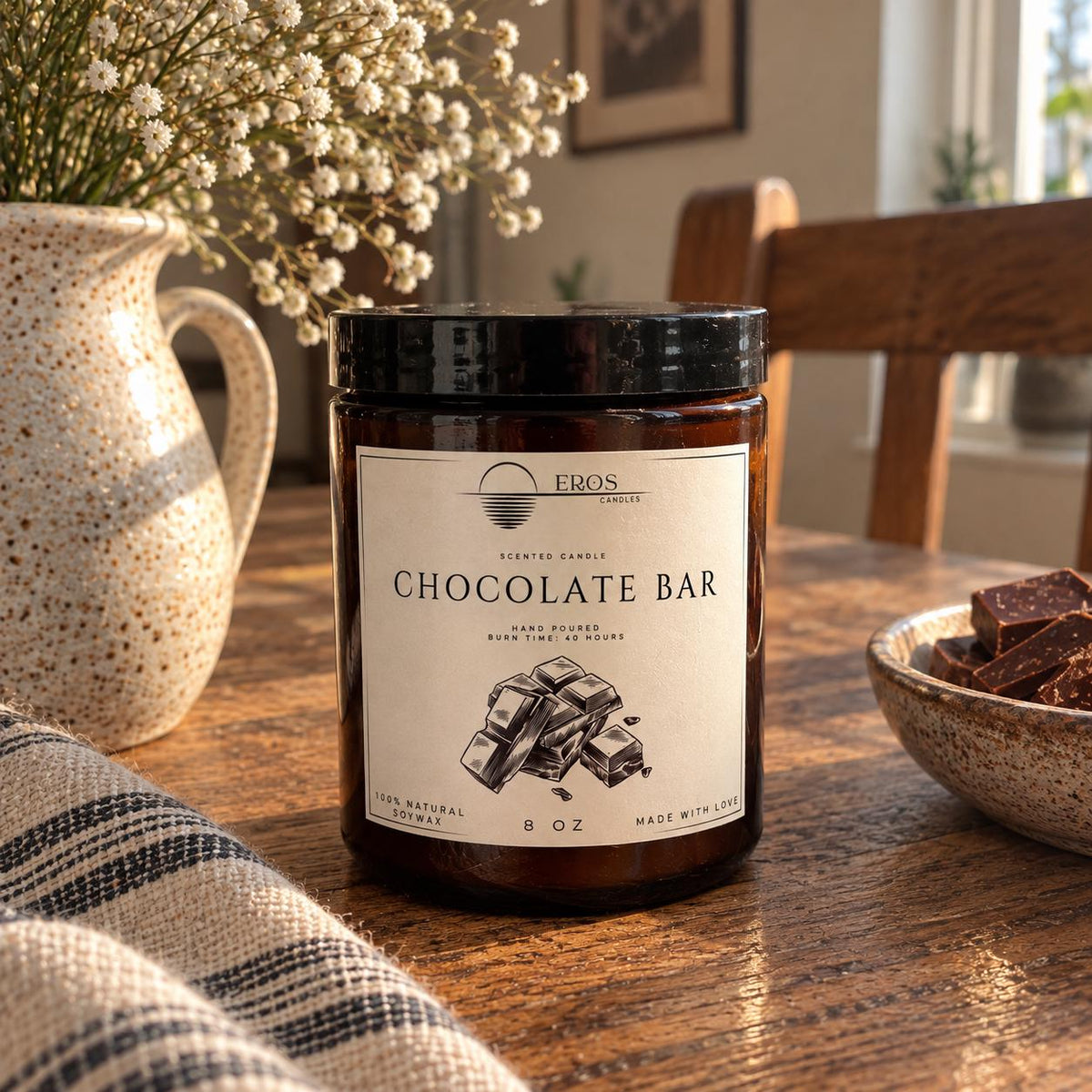 Chocolate Bar Scented Candle | 100% Natural Soy wax | Hand Poured