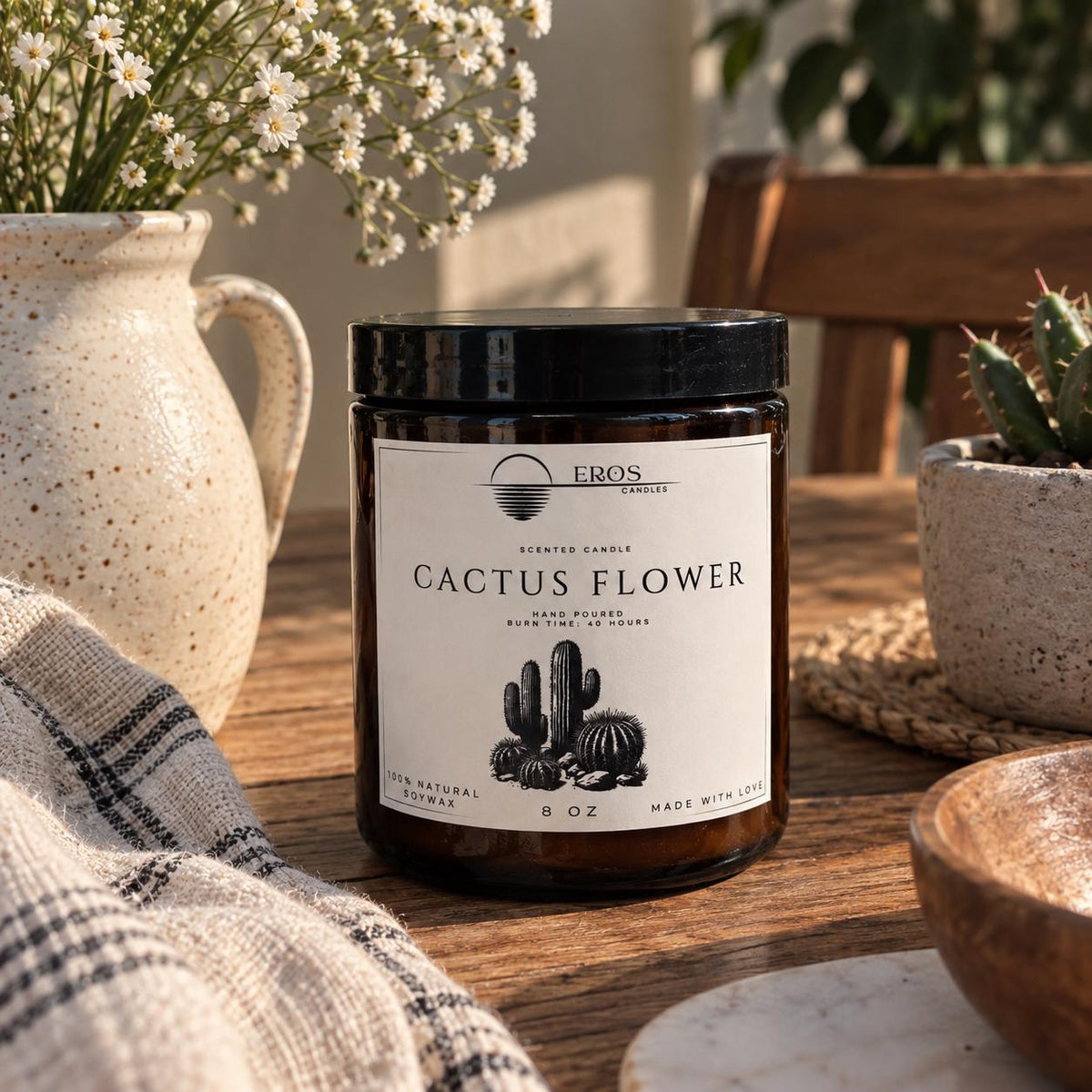 Cactus Flower Scented Candle | 100% Natural Soy wax | Hand Poured