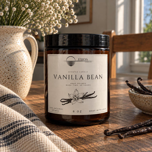 Vanilla Bean Scented Candle | 100% Natural Soy wax | Hand Poured
