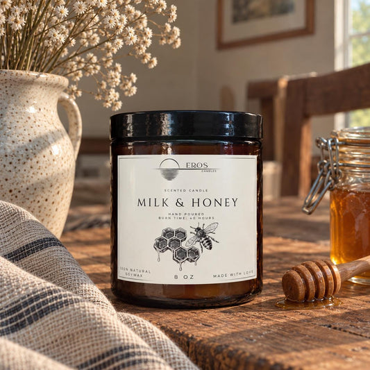 Milk & Honey Scented Candle | 100% Natural Soy wax | Hand Poured