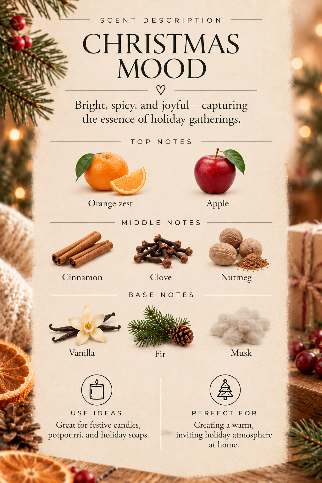 Christmas Mood Scented Candle  | 100% Natural Soy wax | Hand Poured