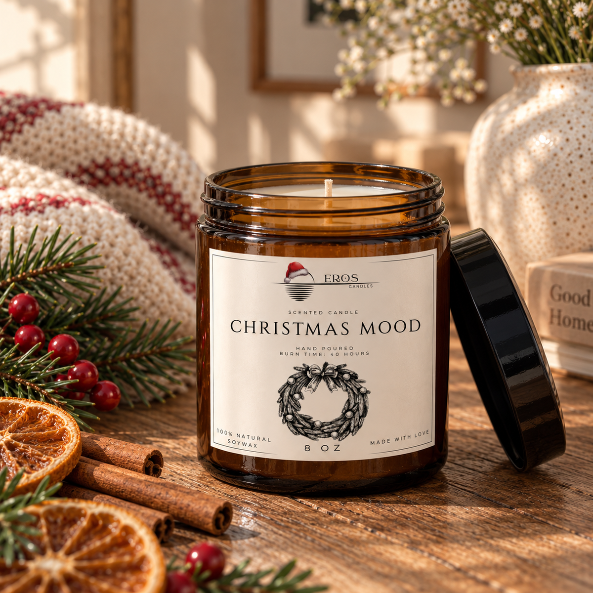 Christmas Mood Scented Candle  | 100% Natural Soy wax | Hand Poured