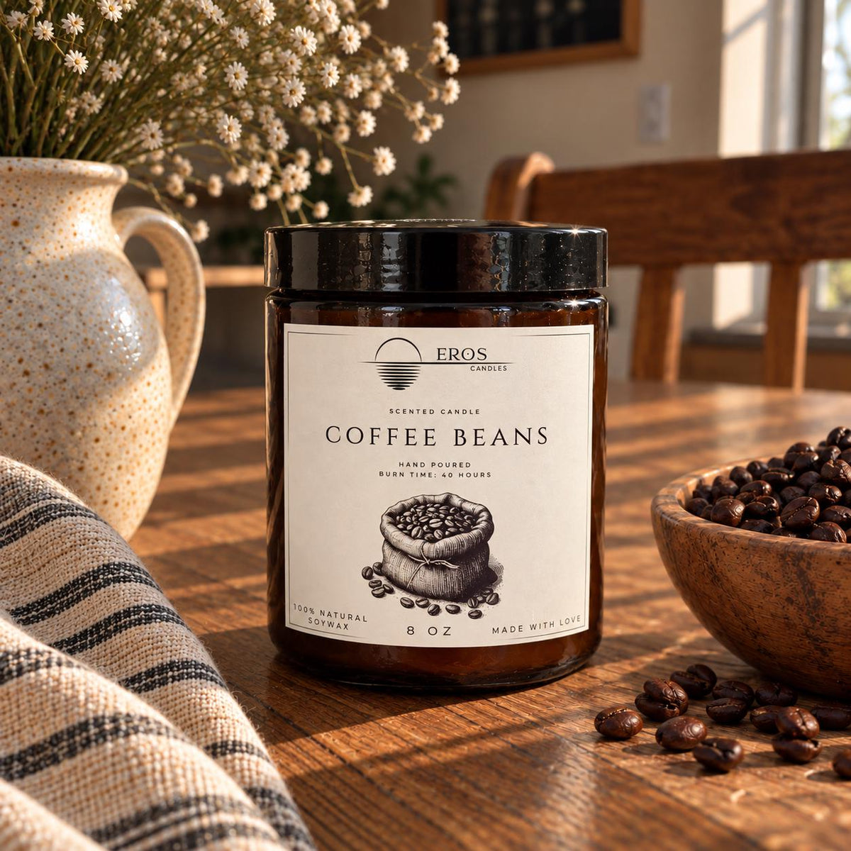Coffee Bean Scented Candle | 100% Natural Soy wax | Hand Poured